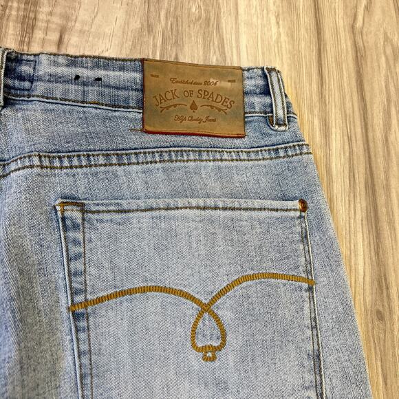 Jack Of Spades High Roller Stretch Jeans W36 L34 Straight Leg Light Wash Jean - Picture 13 of 13